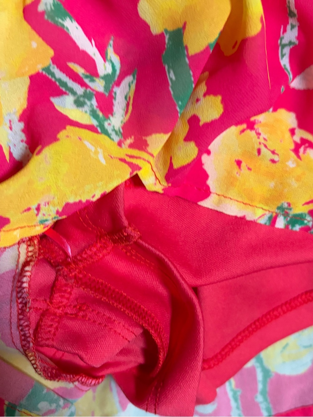 Flying Tomato Floral Bell Sleeve Romper Pink Yellow Large - Picture 5 of 6